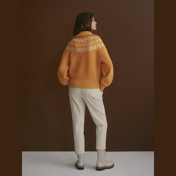 NEW Varley Size M Women's Sigrid Fairisle Half-Zip Sweater - Alpine Gold - Picture 4 of 5